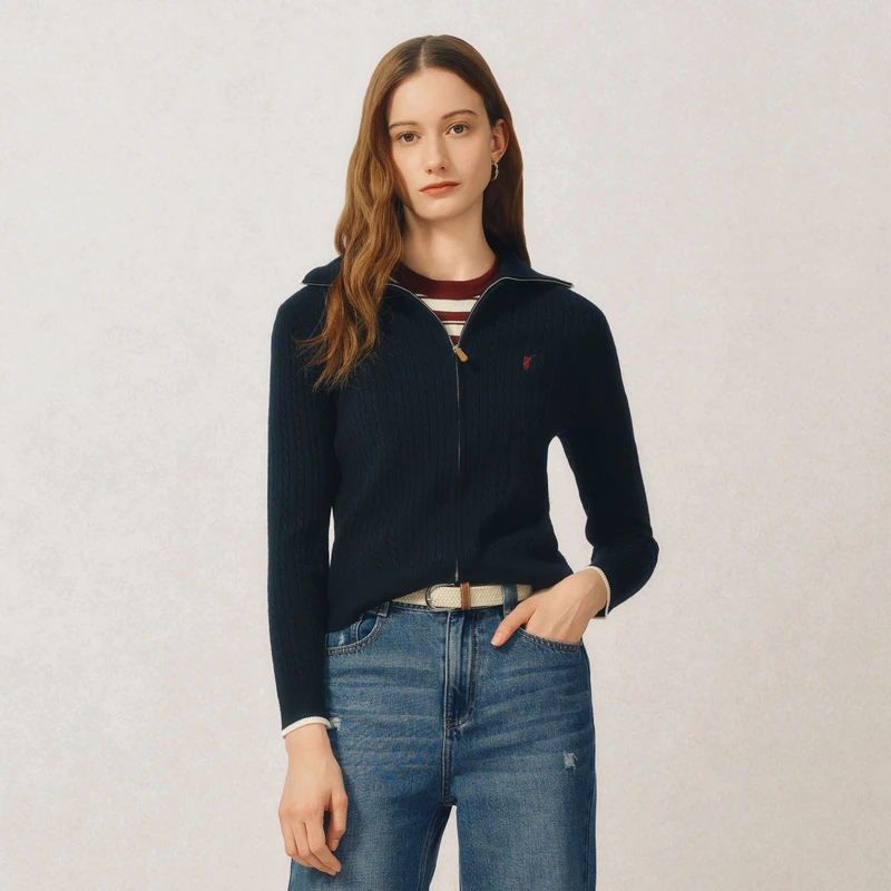 POLOWALK2025春季新品女式长袖针织衫