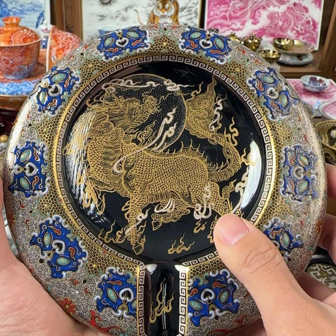 王麒麟望月错金银高端茶具陶瓷