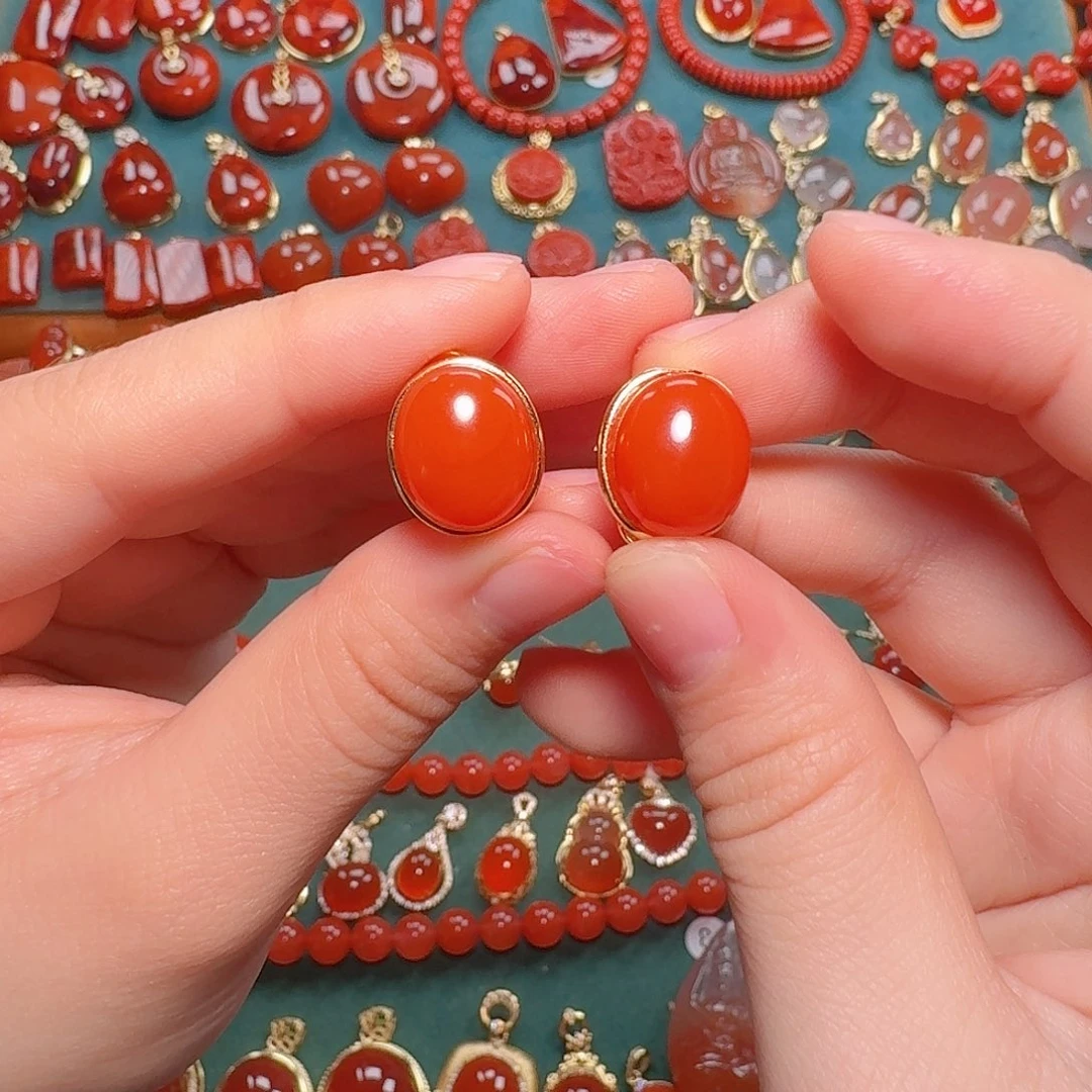 南红玛瑙银S925镶嵌吊坠