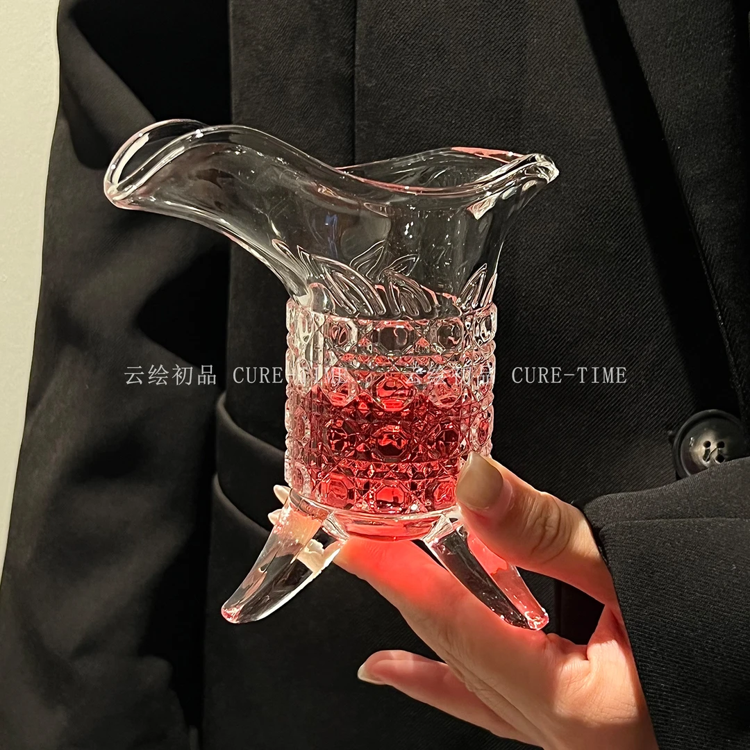 新款宝石纹帝王杯玻璃杯漂亮仿古爵杯古代酒杯开学季宿舍杯子学生