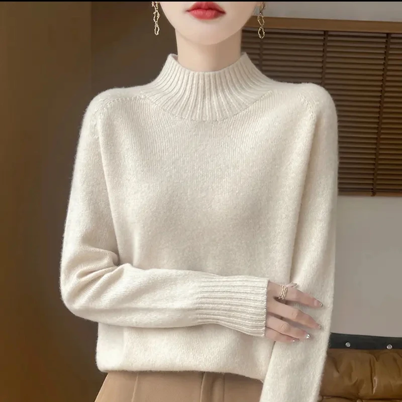 王菲同款~一线成衣女100羊毛半高领百搭时尚新款秋冬加厚