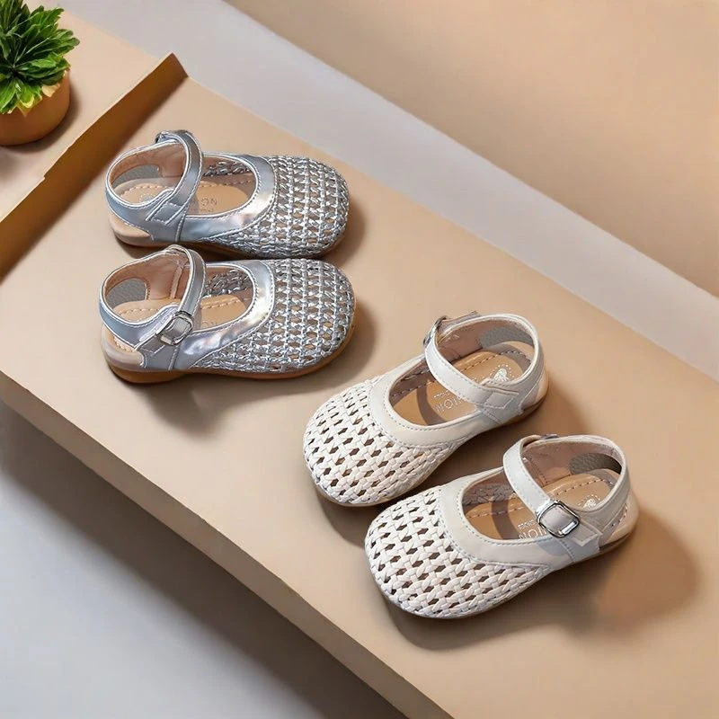 2025夏季新款儿童镂空编织女童凉鞋柔软舒适休闲女宝宝奶奶鞋豆豆