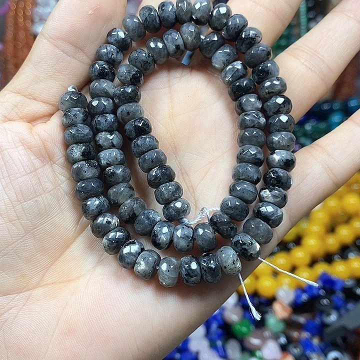 玛瑙/玉髓未镶嵌珠宝半成品黑闪光切面卡8mm