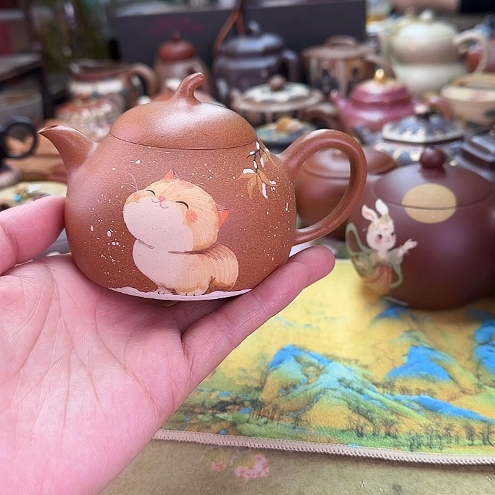 茶壶紫砂猫咪茄瓜