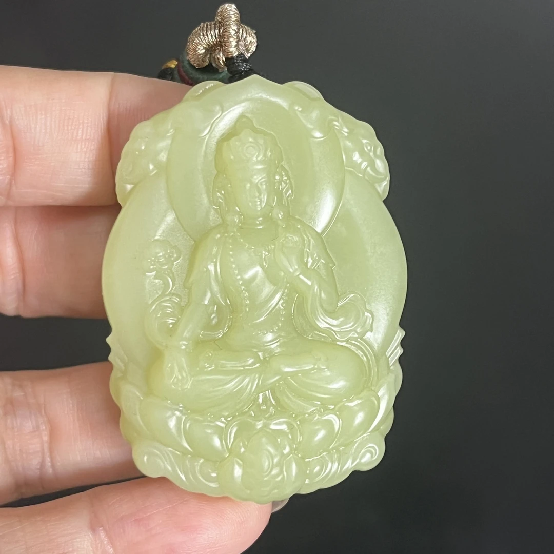新疆若羌黄口料度母，尺寸49.8/36/10.9m细腻油润开脸令人心情宁静