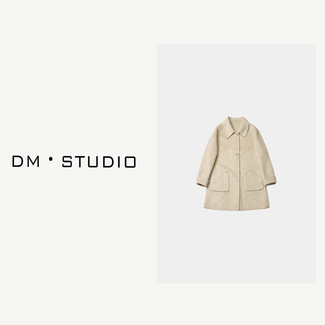 -DM•STUDIO/桑蚕丝+骆驼绒+羊毛混纺翻领双面毛呢大衣（J8071）