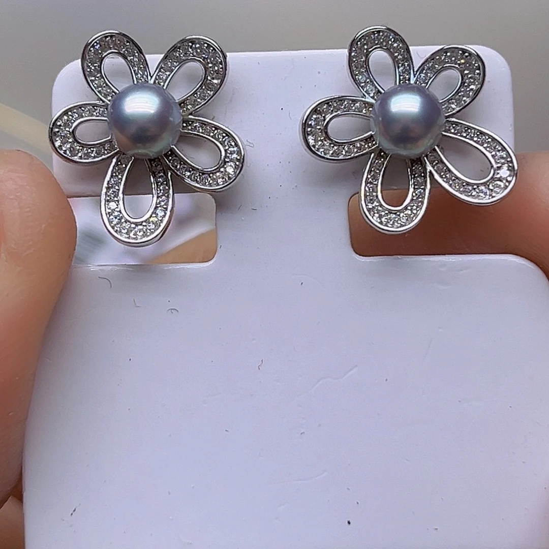 丽****淡水珍珠吊坠或者耳钉银S925镶嵌