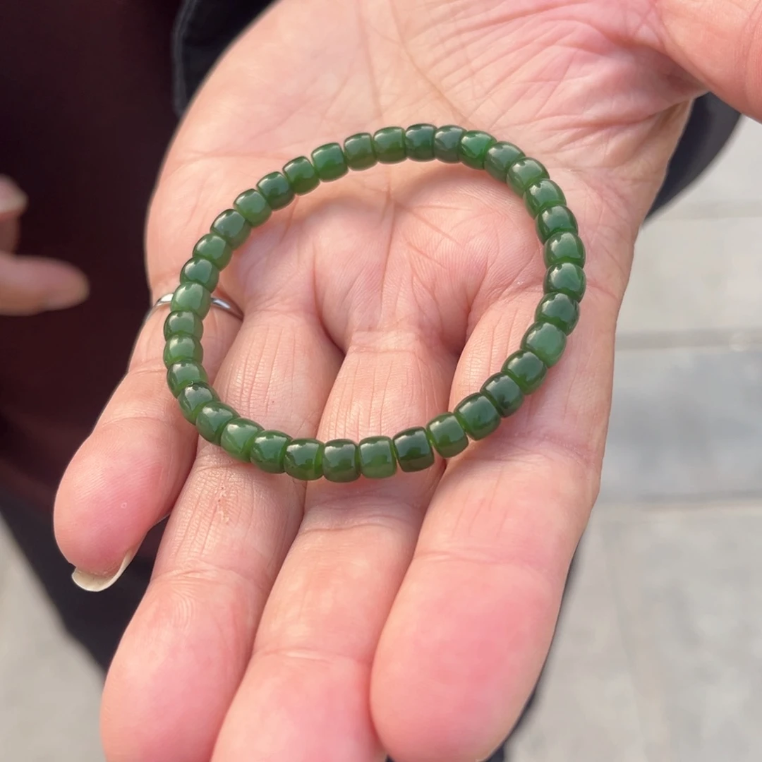 和田玉颈饰未镶嵌姐****气碧玉直切手串