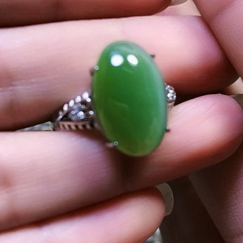 和田玉银S925镶嵌戒指