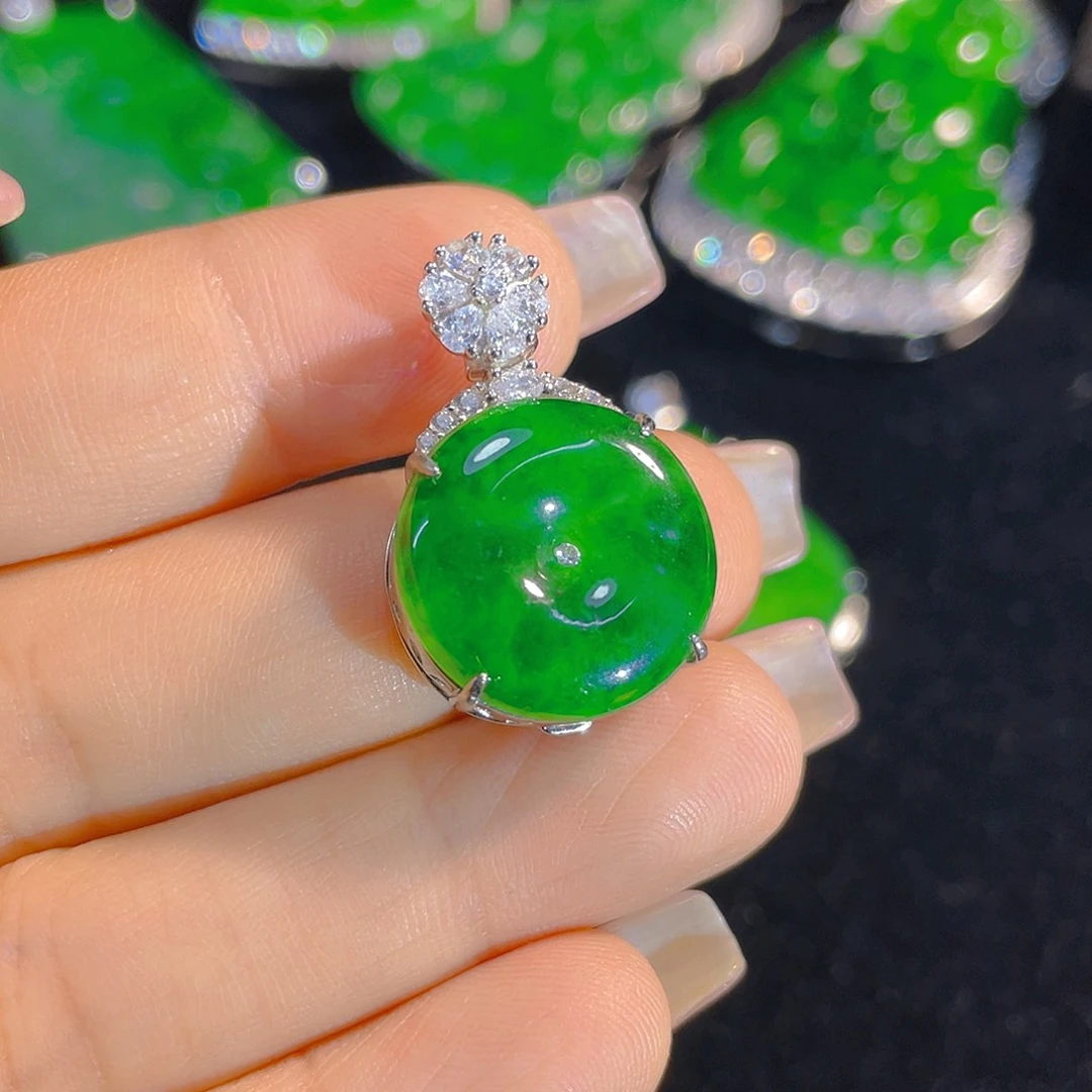 翡翠银S925镶嵌颈饰天然