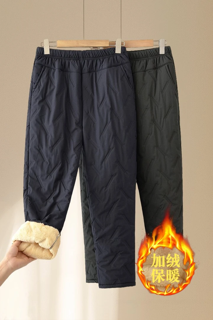 新款加厚绒保暖冬款老年人厚裤子松紧腰棉裤奶奶裤宽松休闲大码