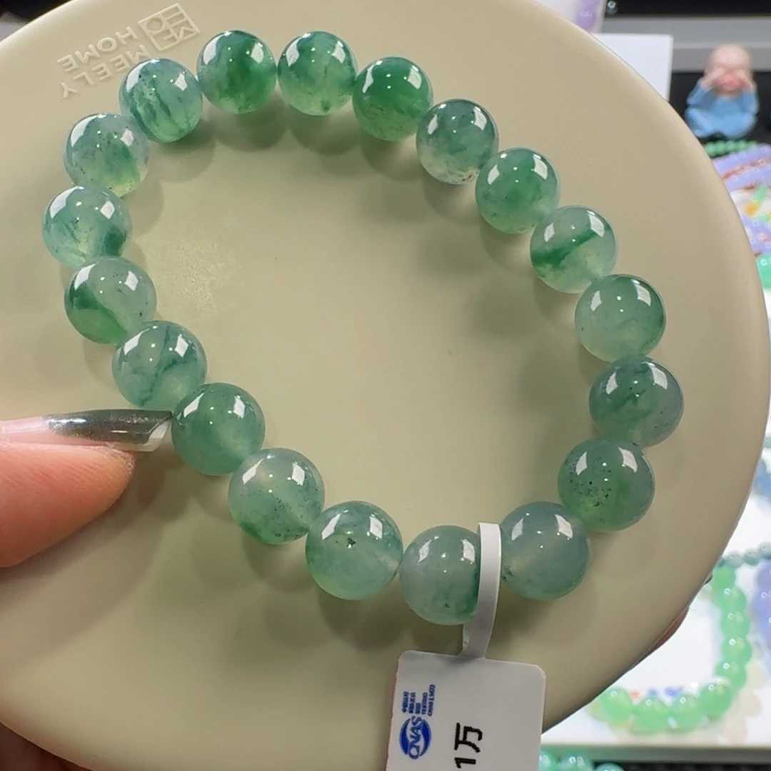 翡翠手链未镶嵌冰飘绿花手串卡10 爆乌鸡绿花！特色！