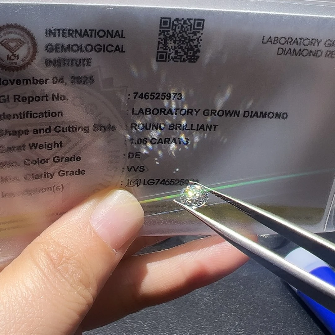 合成钻石裸石1.06ct八心八箭圆形上海igi 培育钻石