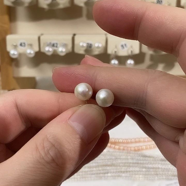 淡水珍珠银S925镶嵌耳饰8-9