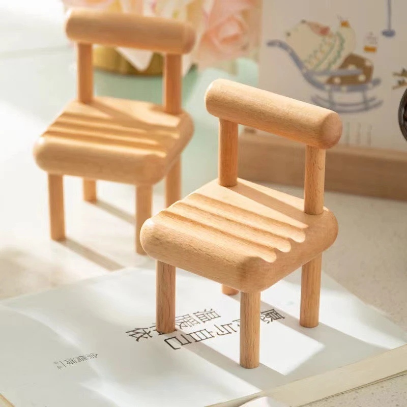 实木手机支架可爱小椅子摆件小凳子平板懒人木质创意底座迷你
