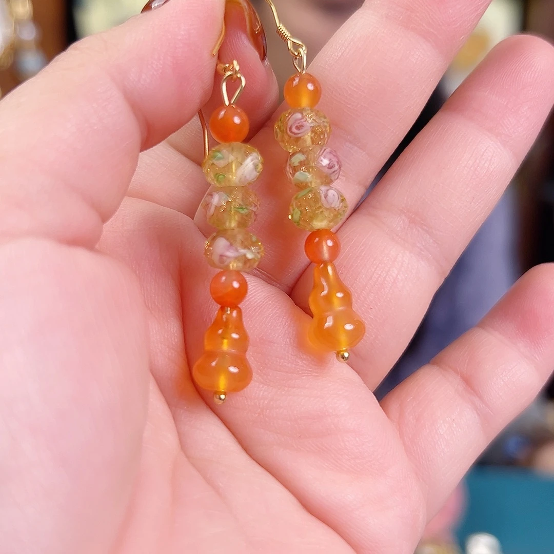 玛瑙未镶嵌挂件耳环