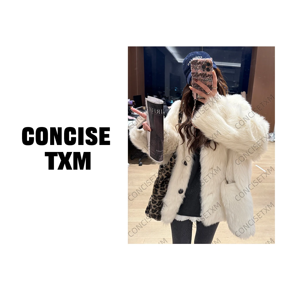 【唐小木】托斯卡纳三粒扣外套 皮毛一体冬季皮草女保暖外套 M0828