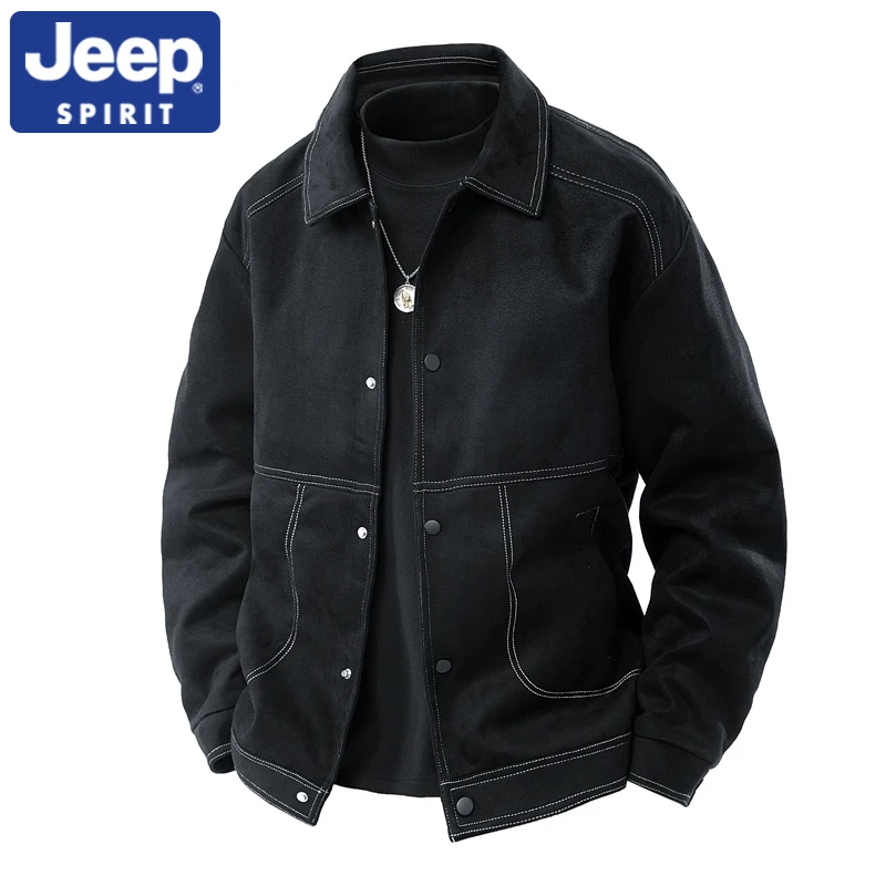 JEEPSPIRIT吉普男士工装夹克外套春季潮流时尚男装新款翻领上衣服