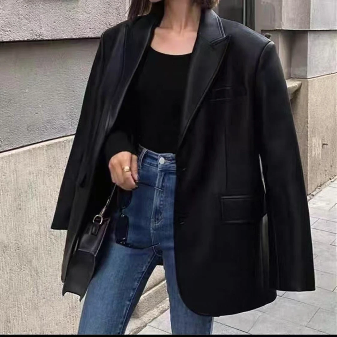 （728皮衣外套）秋冬新款黑色皮衣外套76