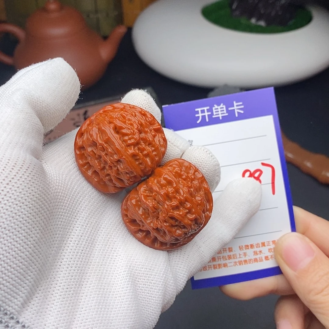 把件文玩核桃37球白987