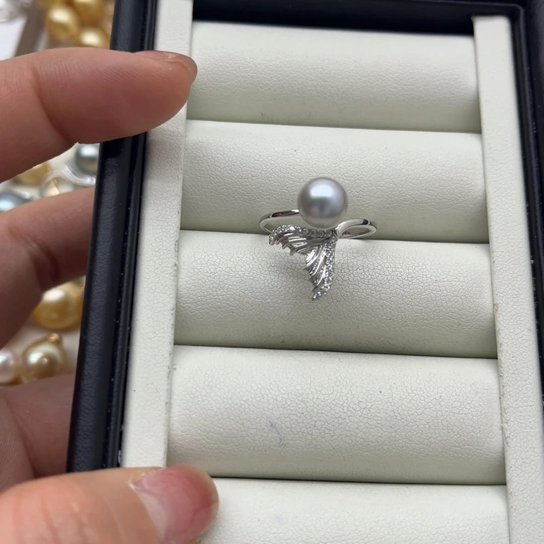 戒指银S925镶嵌海水珍珠