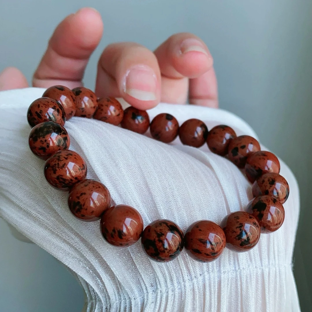 天然红黑曜石手链手串正品天然水晶生日礼物送女友男友同款