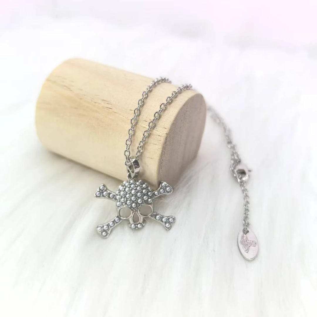 铜合金项链 骷髅珍珠土星项链情侣款朋克风