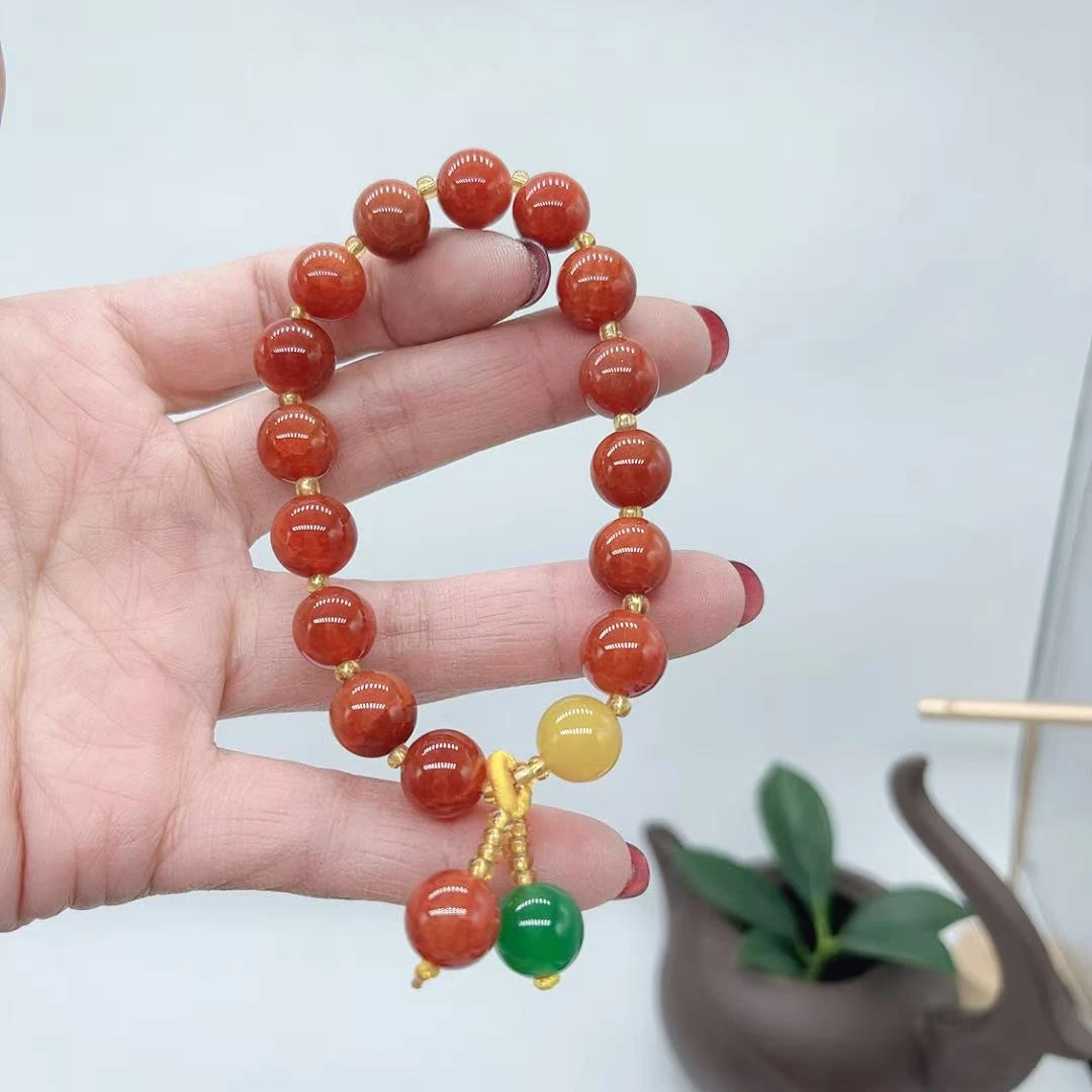 【玉美人曌璞阁】红玛瑙龙纹手串约卡10（多样性发货拍一发一）