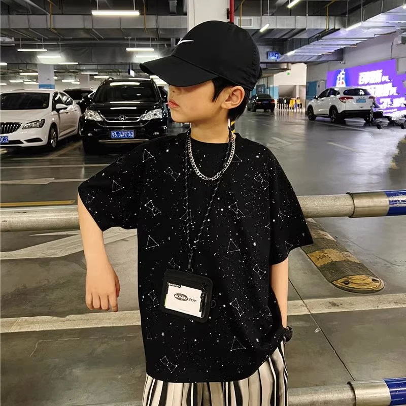 男童夏装套装儿童帅气潮流时髦夏款短袖长裤两件套2025新款中大童