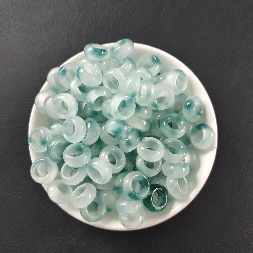 【散珠批发】W2939蓝飘花大孔珠9*4MM*10颗