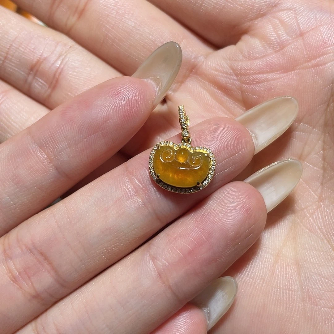 翡翠18K金镶嵌吊坠(不含链)