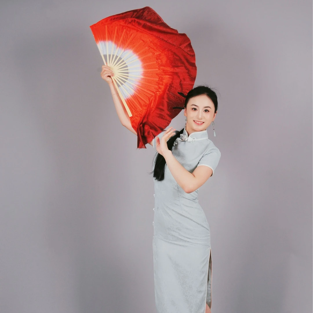 万疆扇胶州秧歌舞蹈服九儿跳舞扇大红渐变扇广场舞扇子海派扇