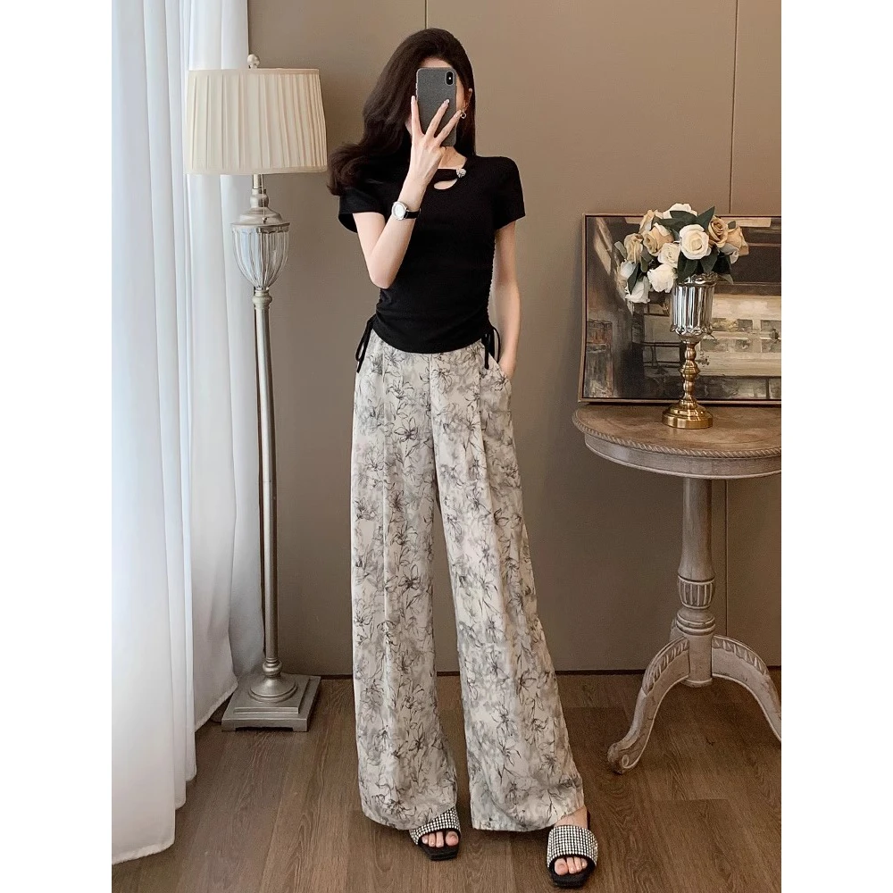 新中式洋气减龄宽松时尚套装女夏装新款显瘦气质短袖阔腿裤两件套