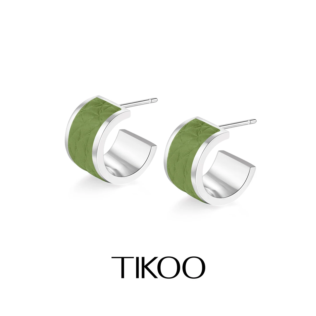 TIKOO 铜合金耳饰 女皮革圈圈小众高级独特2025新款爆款耳饰耳钉