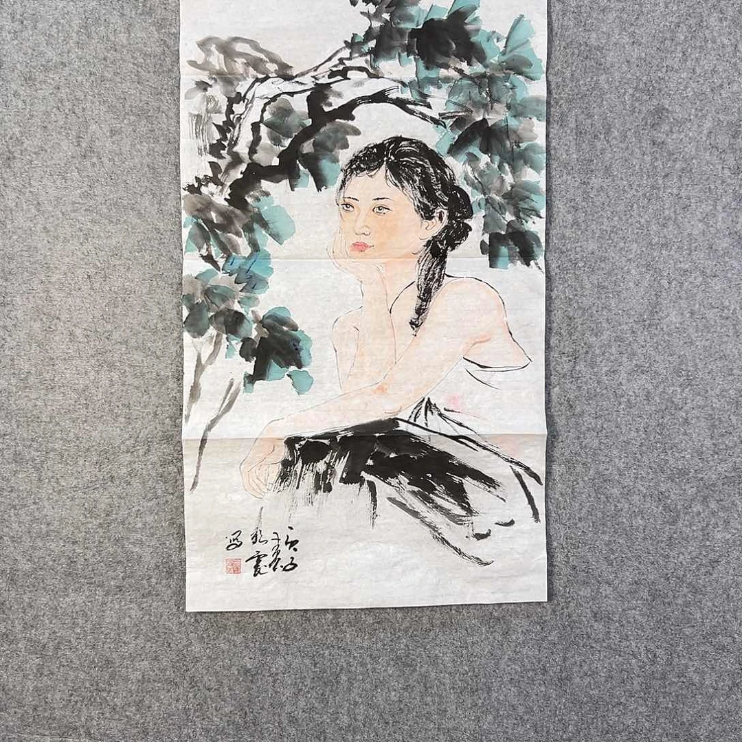 国画439 牡丹之花之叶的颜色与叶