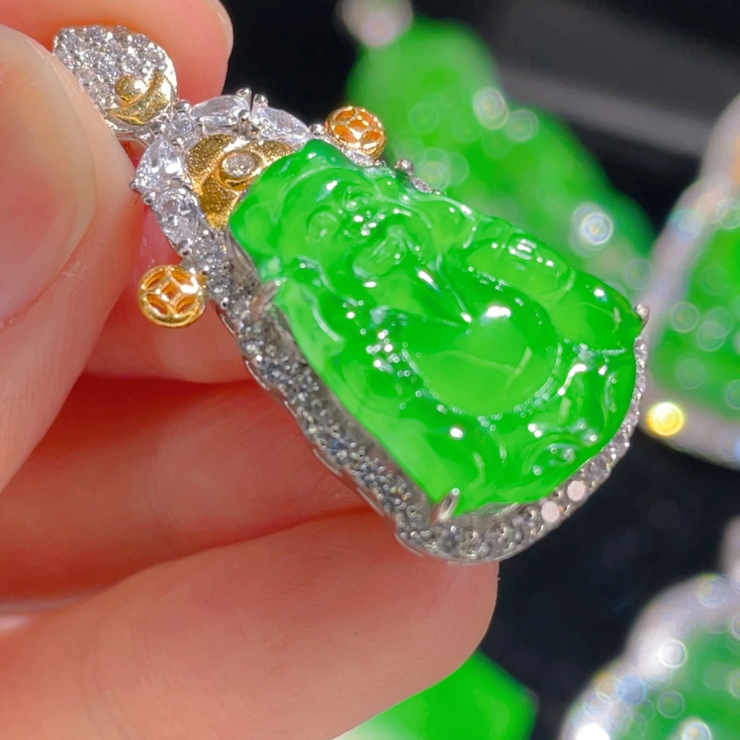 翡翠吊坠(不含链)银S925镶嵌