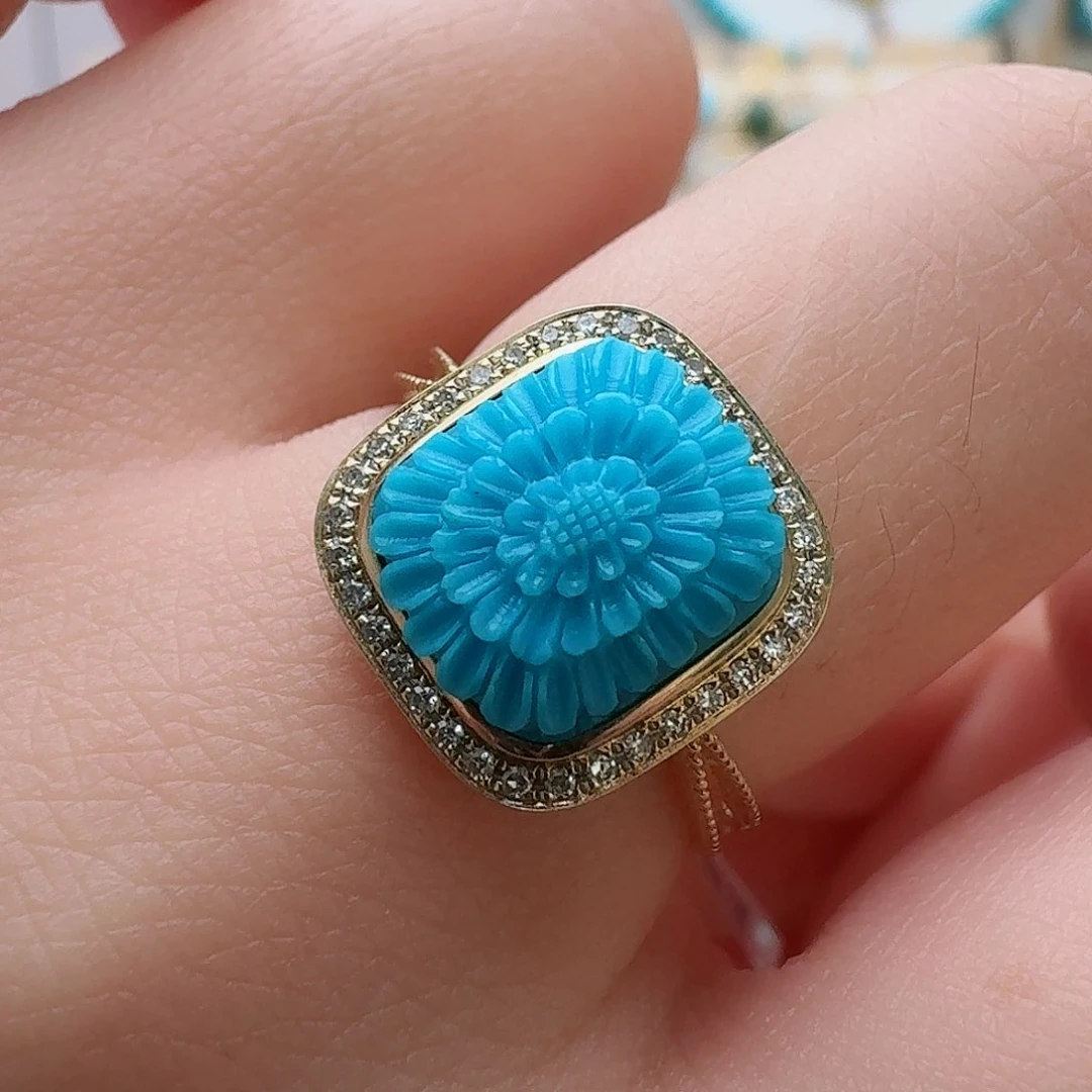 绿松石珠宝奇石18K金镶嵌G****o