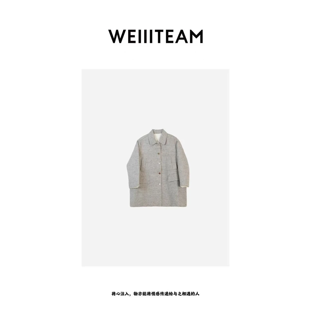 WEIIITEAM  翻领设计师钮扣花棉衣 2001383