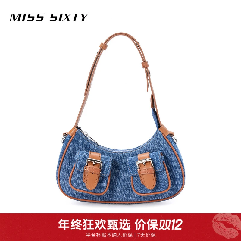 【搭搭专属】Miss Sixty设计感牛仔单肩腋下Hobo包