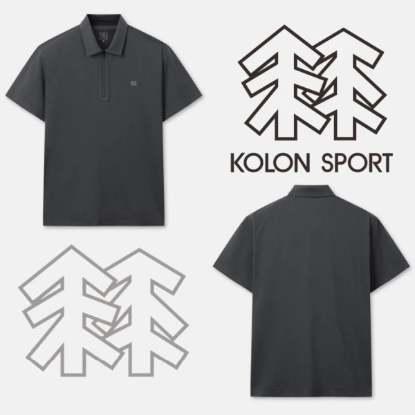 KOLON SPORT/可隆 夏季新款 商务休闲透气速干半拉链短袖POLO衫