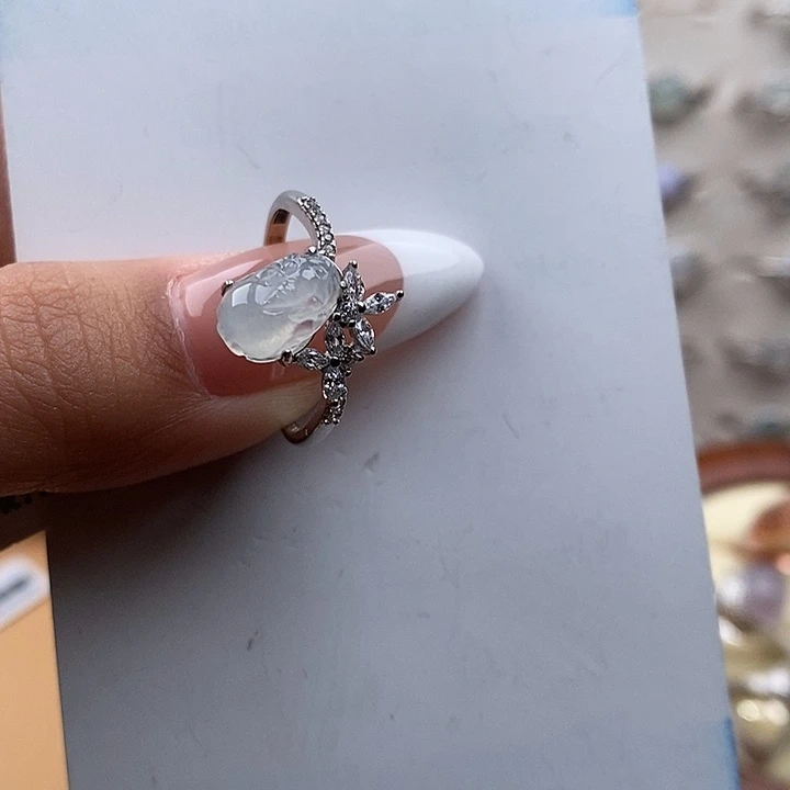 翡翠戒指银S925镶嵌花****11111