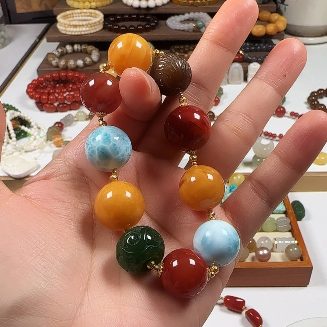 和田玉18K金镶嵌手链