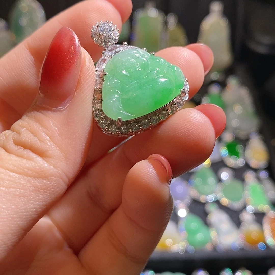 颈饰银S925镶嵌翡翠天然翡翠