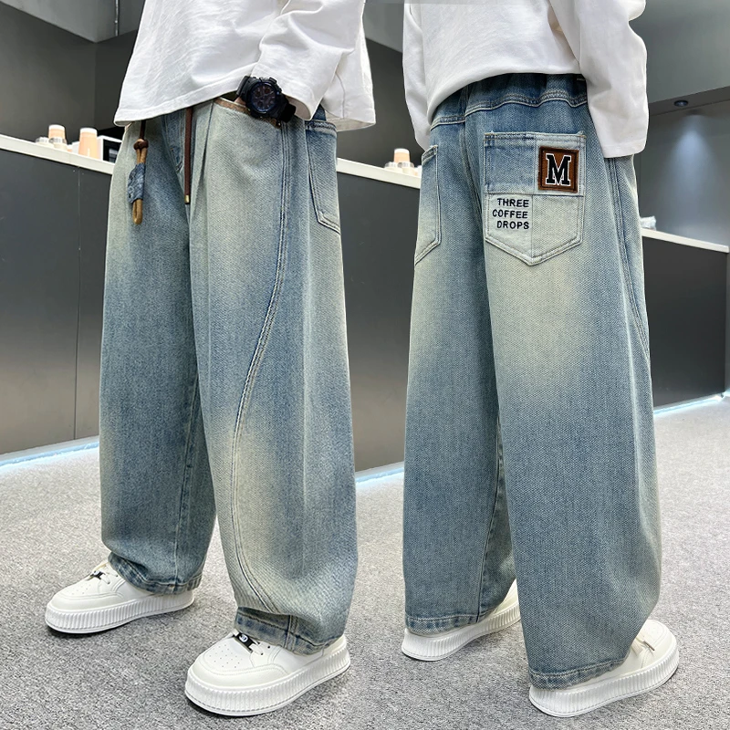 男童牛仔裤春秋款2025新款秋季宽松裤子中大儿童男孩春装长裤潮酷