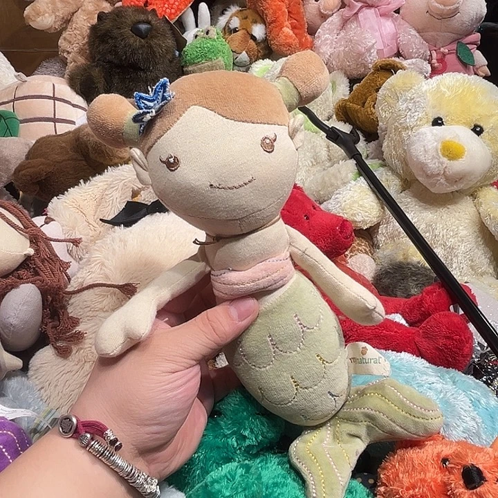 毛绒棉麻布艺关节熊