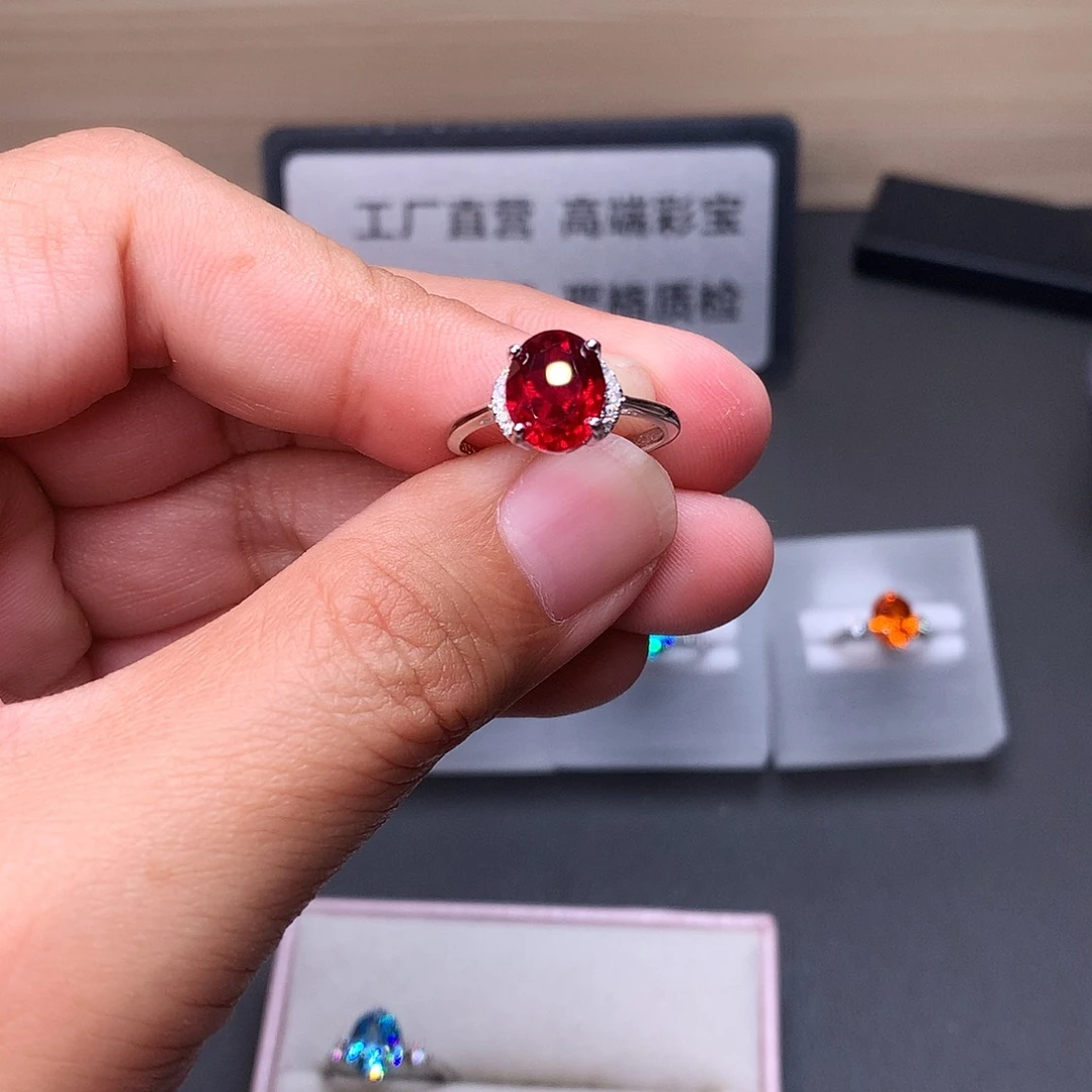 戒指银S925镶嵌红宝石