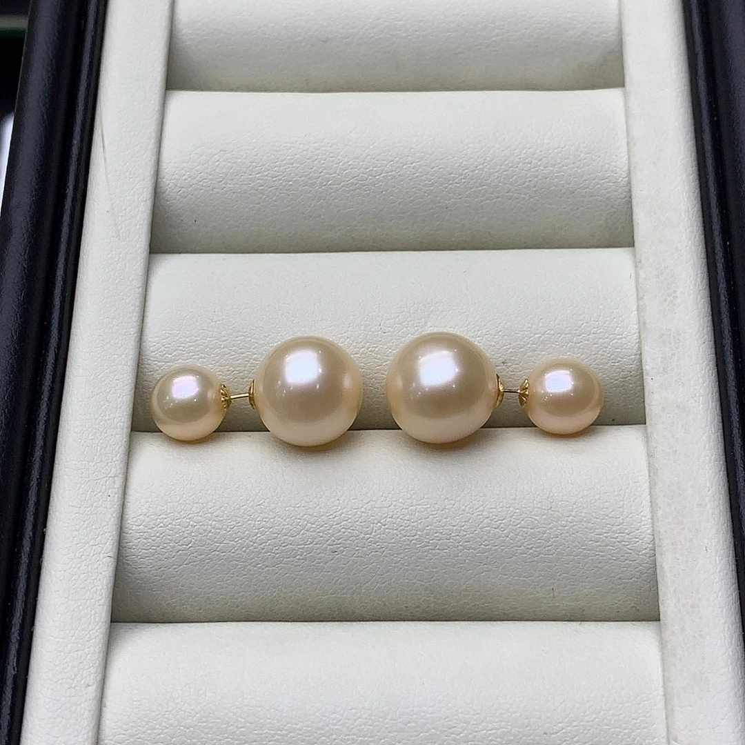 淡水珍珠耳饰18K金镶嵌