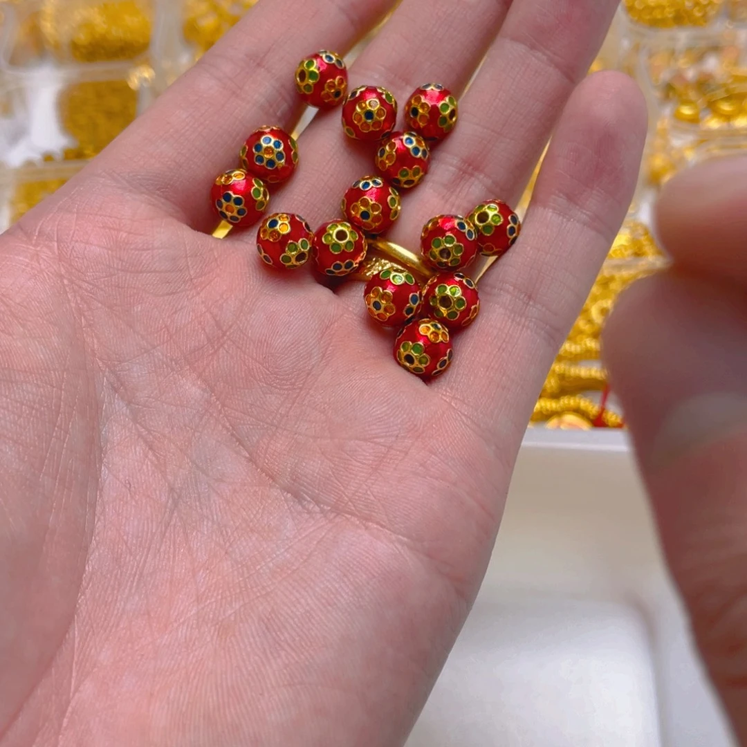 锆石铜合金红色花花珠2颗