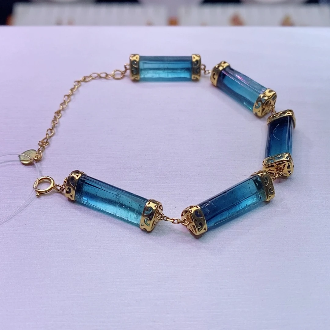 碧玺手链18K金镶嵌碧玺手链