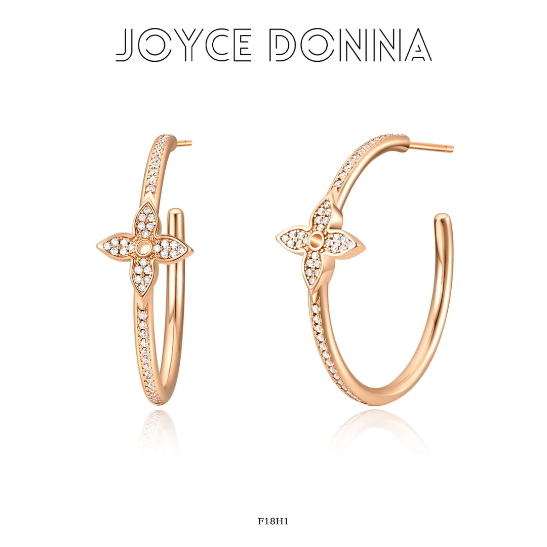 镀K金 925银针 法式气质高级感四叶花耳环 F18H1